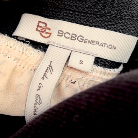 BCBGeneration Beige Pink Black Layered Printed Elastic Waist Zipper Mini Skirt S - Picture 8 of 9